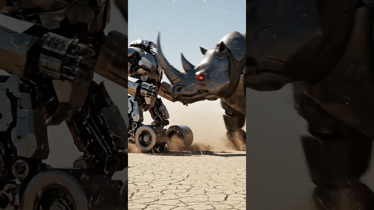 Robot Roadroller vs Mecha Rhino