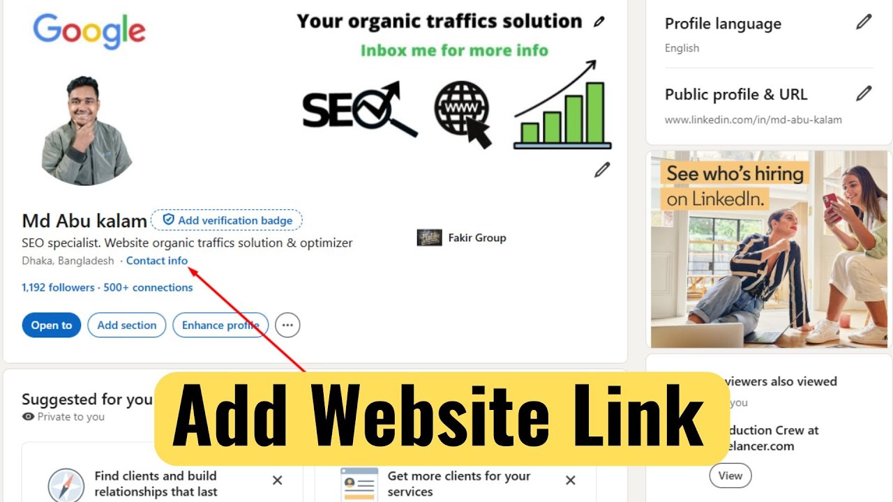 Как добавить ссылку на сайт в профиль LinkedIn — секретный прием!