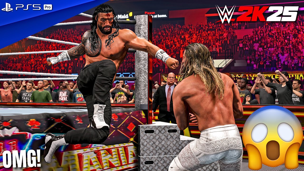 WWE 2K25 — Сет Роллинс против Романа Рейнса против CM Punk — матч «Тройная угроза» на WrestleMani...