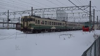 2014.02.11 普通列車男鹿行き(1133D)、貨物列車(4094レ)秋田駅発車