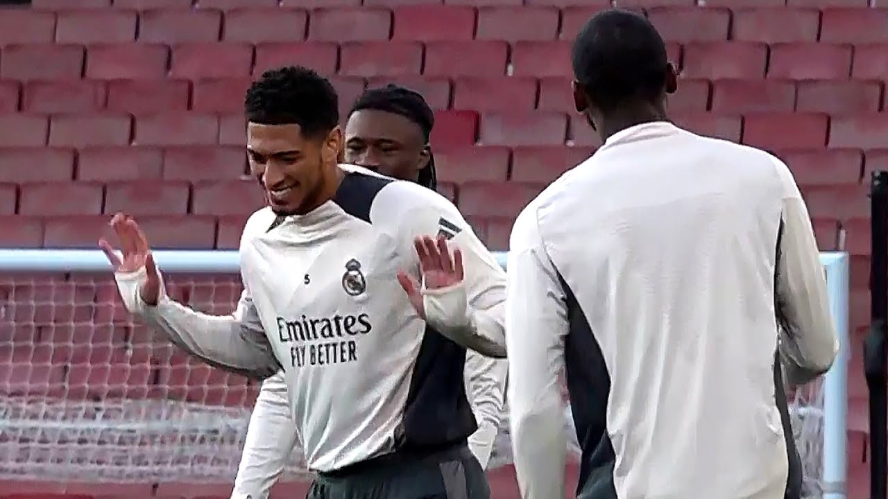 Real Madrid train at the Emirates Stadium ahead of Arsenal in Champions League quarter-final clash