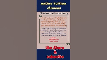 Online tuition classes|#Nivaanmath Academy# M.Sc. mathematics#shorts#shortsvideo