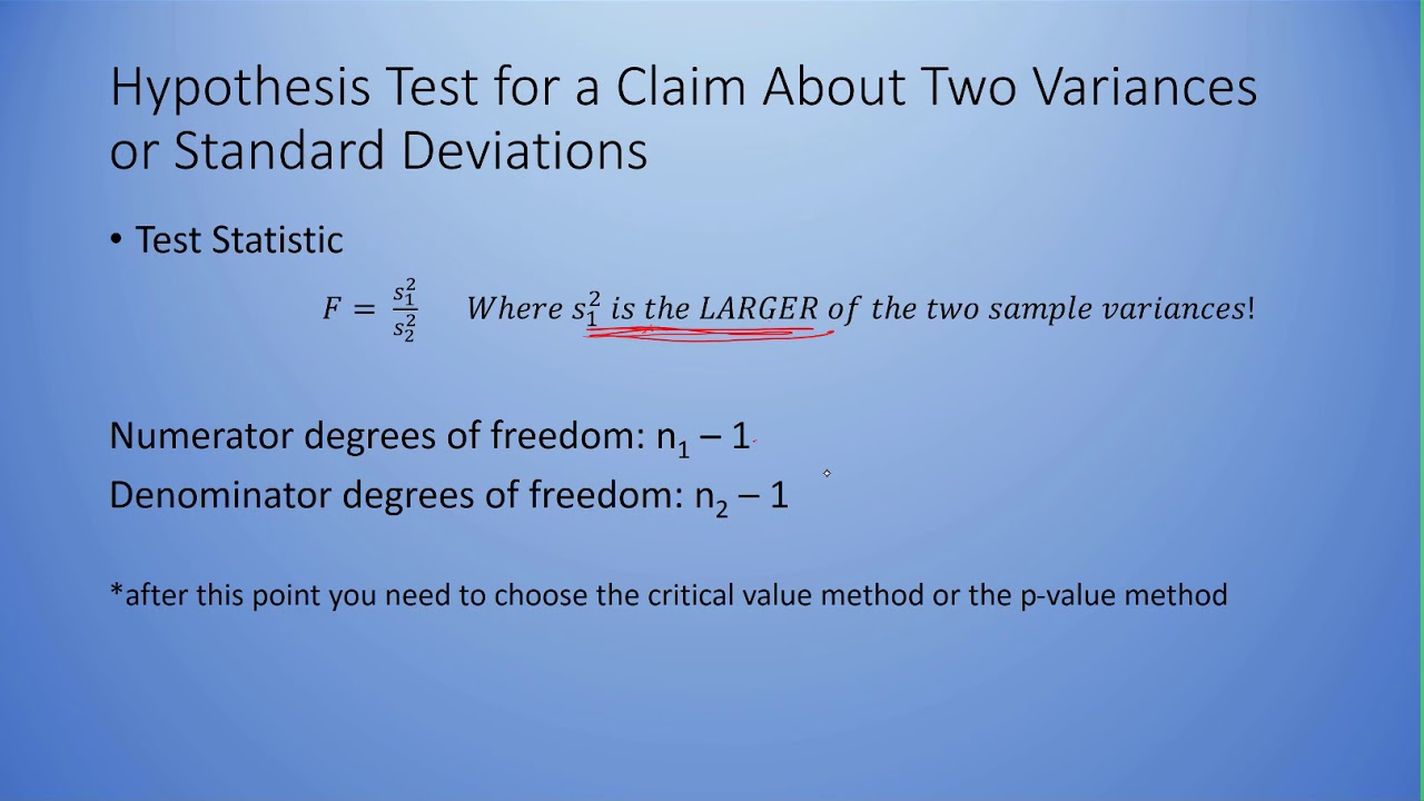 two variance hypothesis testing