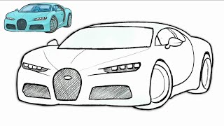 How to Draw a Bugatti Chiron Step by Step Easy Luxury Supercar Pencil Drawing Tutorial screenshot 3