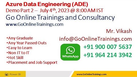 Azure Data Engineering Demo Part2 - July 4th 2023 | Bhaskar Jogi | Go Online Trainings