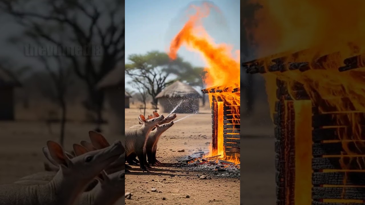Aardvarks Help Villagers Put Out a Fire! 