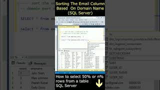 sort the table email column part of domain name sql server ssms