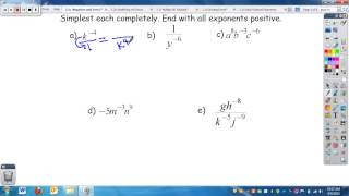 Algebra 3-1c Negative and Zero Exponent Rule