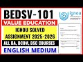 IGNOU BEDSV 101 SOLVED ASSIGNMENT 2025-26 | IGNOU BEDSV-101 (VALUE EDUCATION) ASSIGNMENT ANSWER 2026