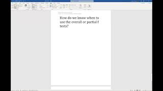 Statistics: Chapter 12 Overall vs Partial F-test Profile