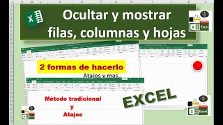Ocultar y mostrar hojas en Excel. Metodo tradicional y atajos. Gratis y facil