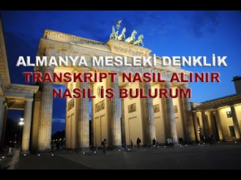 Almanya Mesleki Denklik | İş Bulma | Ustalık, Kalfalık Transkripti