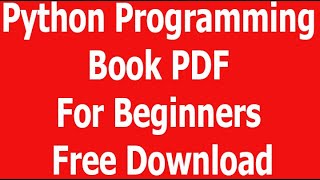 Download Python Programming Book in PDF