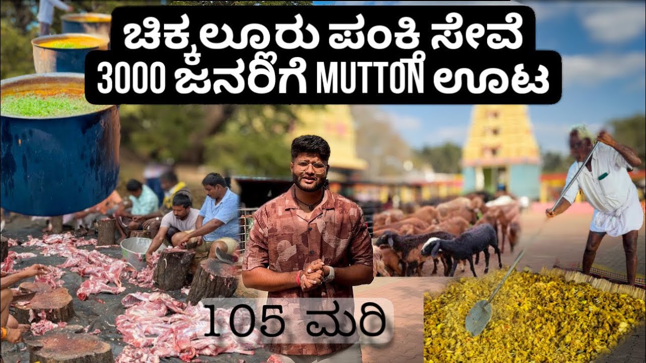 ಚಿಕ್ಕಲ್ಲೂರು ಪಂಕ್ತಿ ಸೇವೆ | 3000 ಜನರಿಗೆ mutton ಊಟ | ಭರ್ಜರಿ ಬಾಡೂಟ | 105 ಮರಿ | Undadi Gunda | jathre |