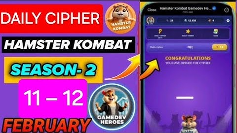 Hamster Kombat Dev Game Daily Cipher 11 – 12 February | #hamsterkombat #crypto