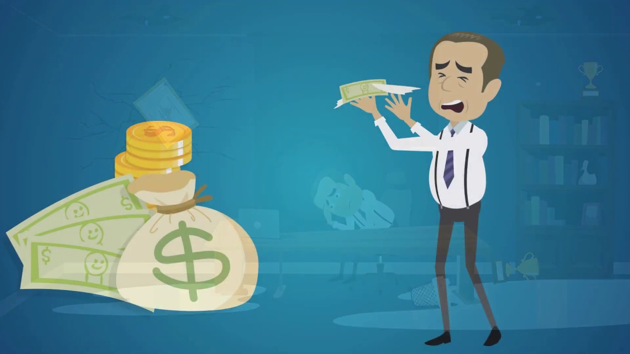 Cartoon man with money pages 