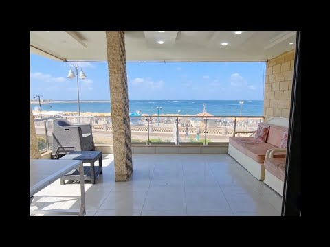 أكبر بلكونة فى المعمورة الشاطئ شالية 3 غرف صف اول