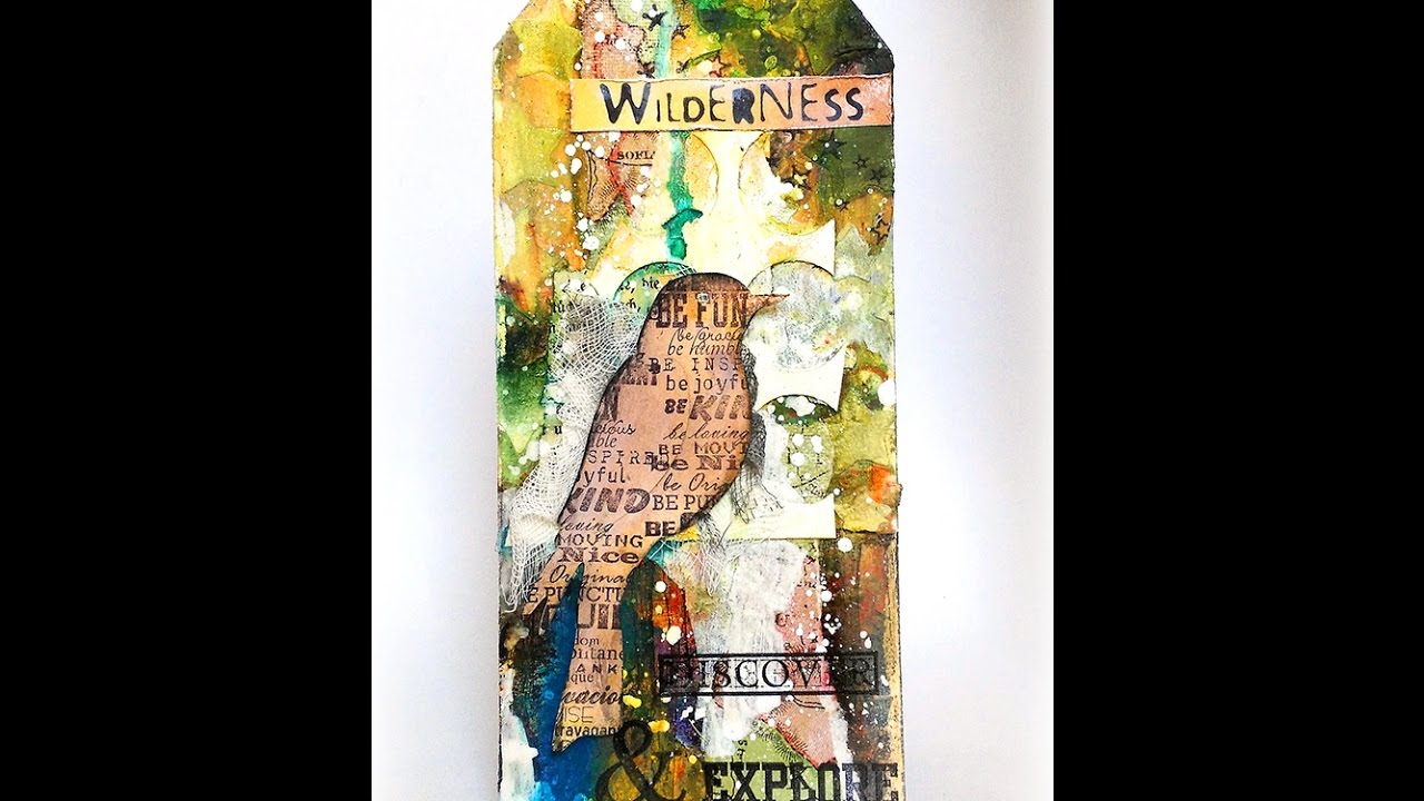 Mixed Media Tag - Tutorial with Brushos and Viva Las VegaStamps - YouTube