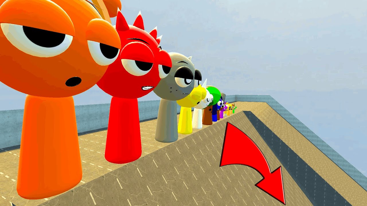 KICKING ALL SPRUNKI LIKE OREN & RADDY & GRAY DOWN GIANT SLIDE IN GARRYS MOD !