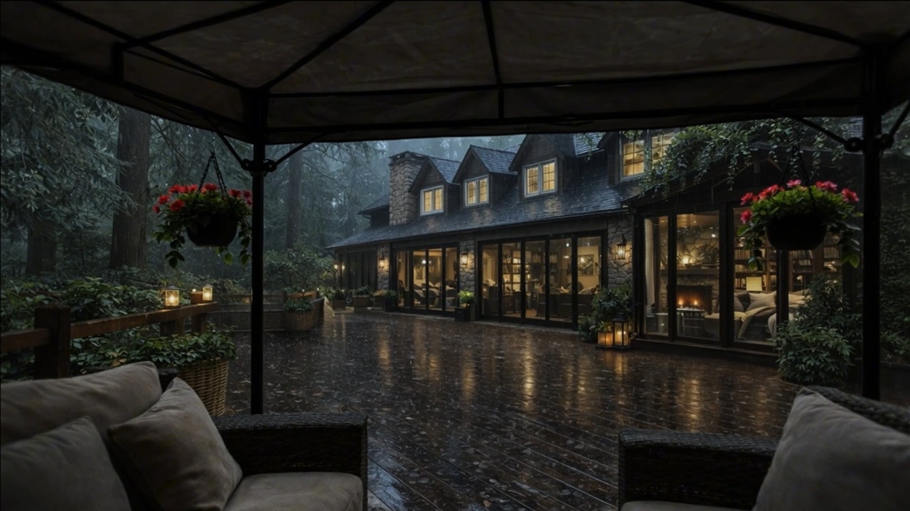 He Watched the Rain from the Gazebo… and Slowly Fell Asleep 🌧️ Cozy Forest Night (3 Hours)