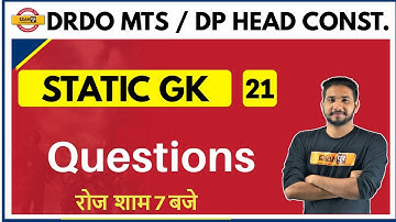 DRDO MTS /DP HEAD CONST. 2020 || Static GK|By Kuljeet Sir | Class-21 | Questions