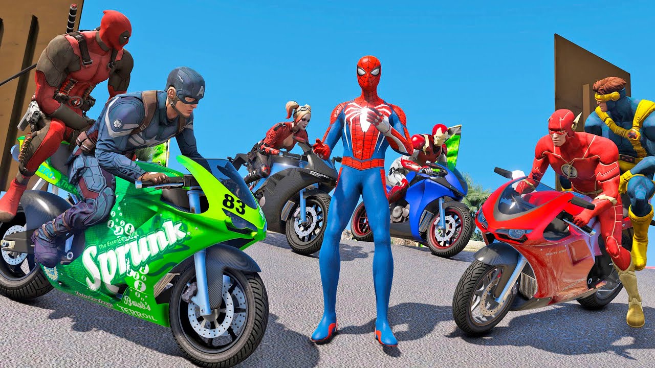 CARROS e SUPER MOTOS com HOMEM ARANHA e HERÓIS! Desafio de Carros