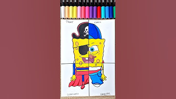 Drawing SPONGEBOB in 4 Different Styles 4in1 #shorts