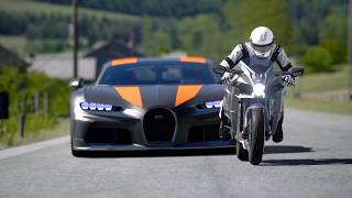 Kawasaki Ninja H2 vs Bugatti Chiron Super Sport 300+ vs Bugatti La Voiture Noire at Old SPA