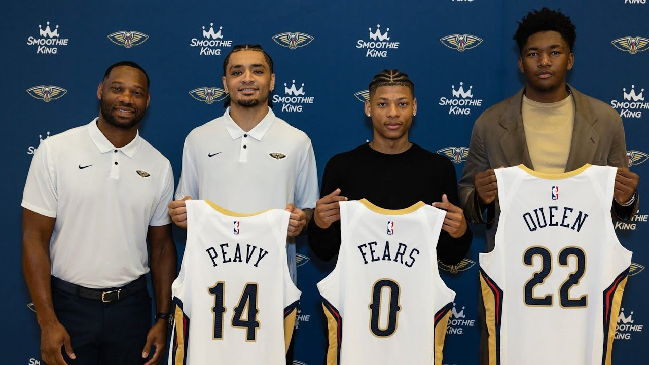 Pelicans introduce 2025 Draft Picks Jeremiah Fears, Derik Queen and Micah Peavy