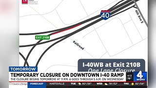 Temporary closure on Downtown I-40 ramp