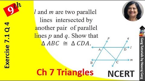 l and m are two parallel lines intersected by another pair of parallel lines p and q Show that