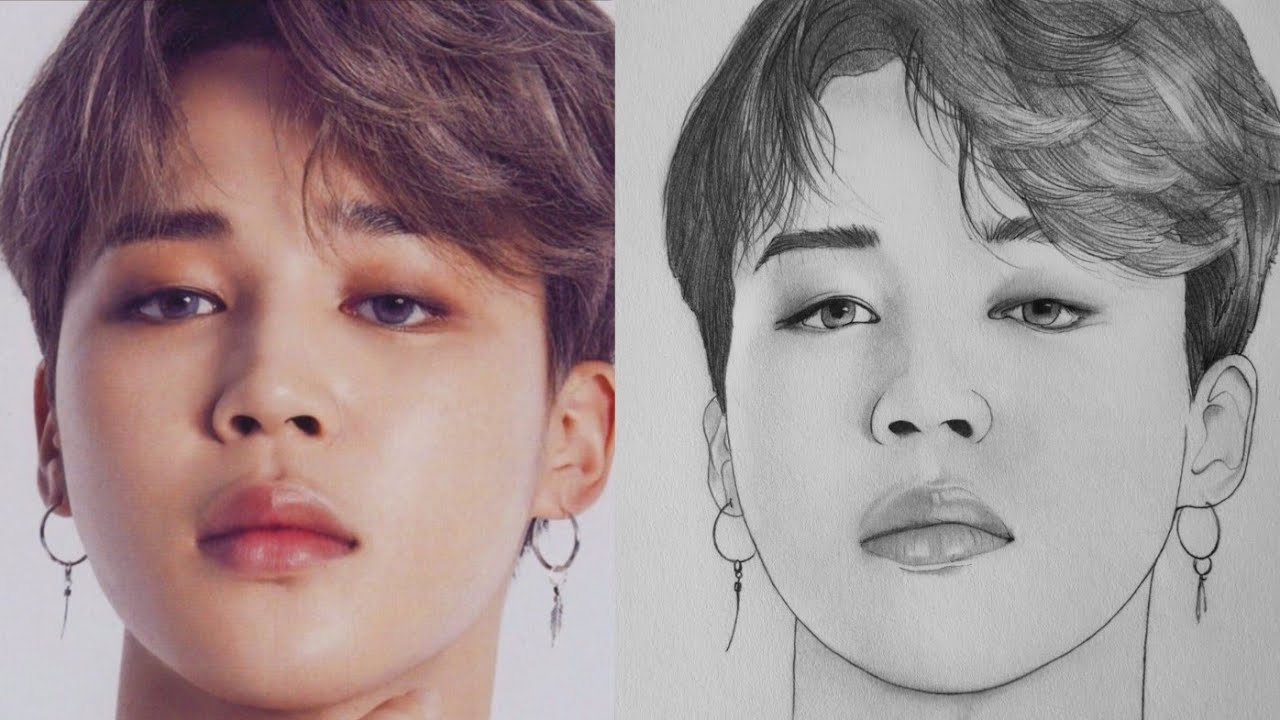 Bts Suga Sketch Step By Step - How To Draw Jimin Bts | Dozorisozo