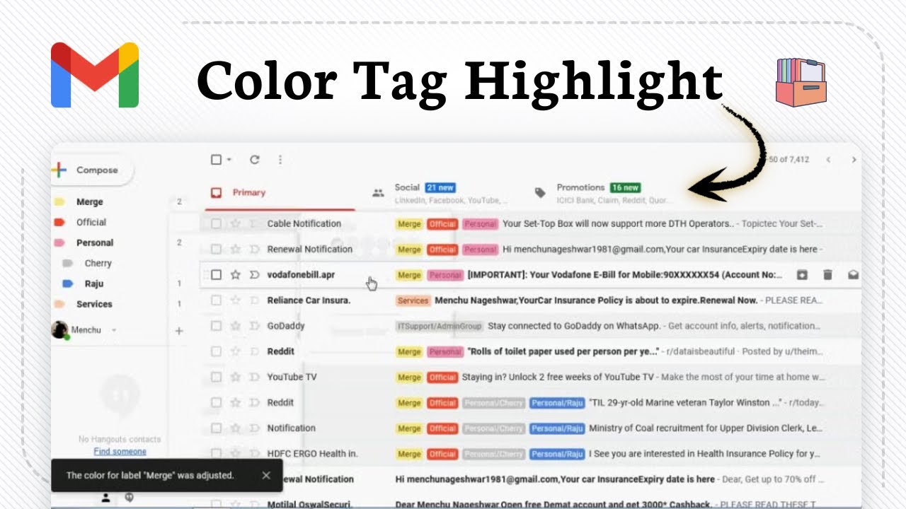How to color code labels in Gmail (Inbox Theme)