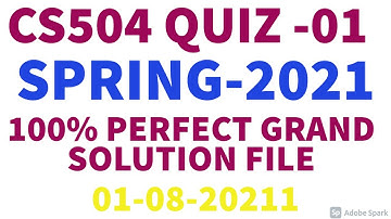 CS504 Quiz 1 solution spring 2021 | CS504 Quiz No. 01 Solution Spring 2021 Sohail Zubair