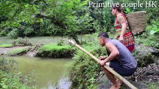 Primitive Survival Technology: Survival skills Catch big carp build nests by the river - Exotic carp