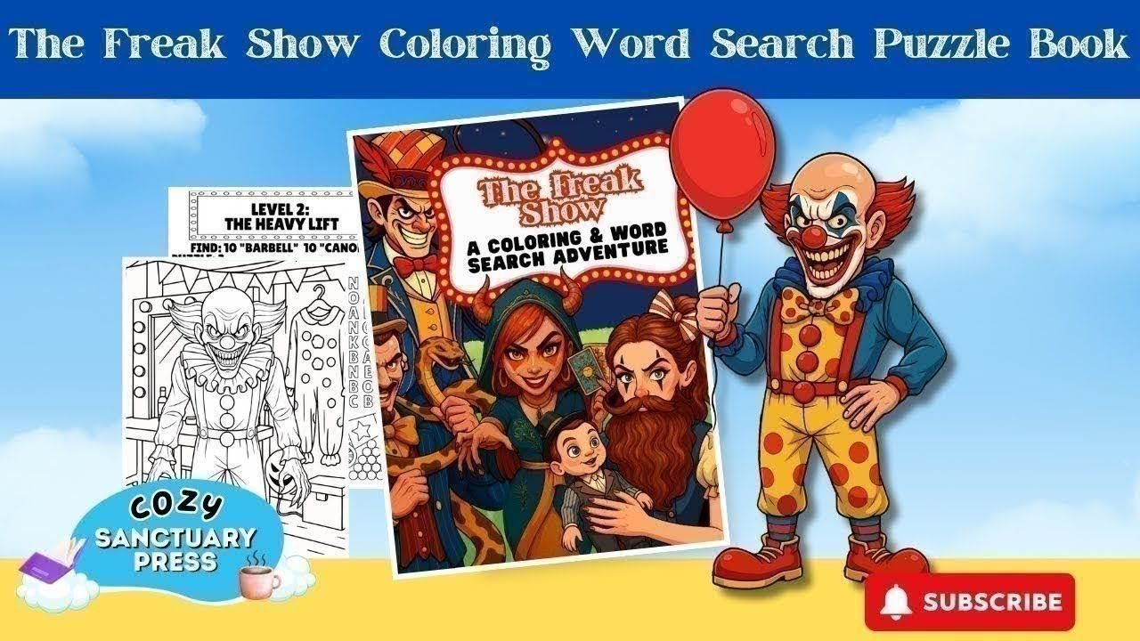 Creepy Clown Coloring Book Halloween Horror Word Search!