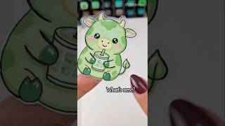 How to make sticker? Matcha Cow🍵 #shorts #asmr #ohuhumarkers