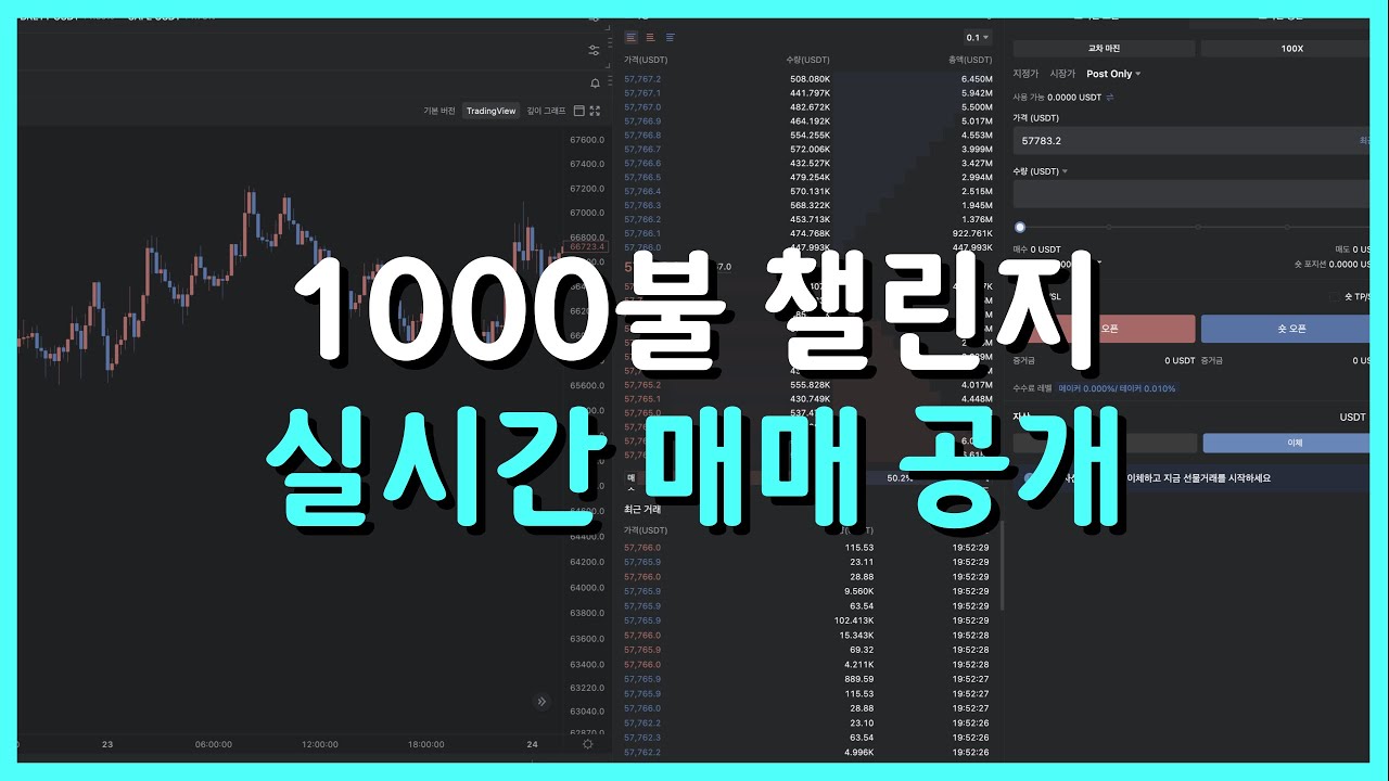 비트코인 1000불 챌린지 눌림에서 타면 떡상 롱 먹을 수 있겠다! - YouTube