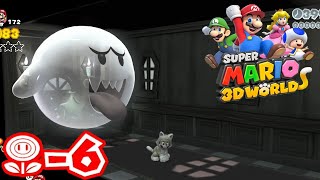 Flower-6 Shiftier Boo Mansion - All Green Star 100% Gameplay Walkthrough - Super Mario 3D World