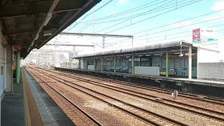 近鉄今川駅で6400系MT22（飛鳥万葉ラッピング）編成普通古市行き入線シーン（2020年8月31日月曜日）携帯電話で撮影