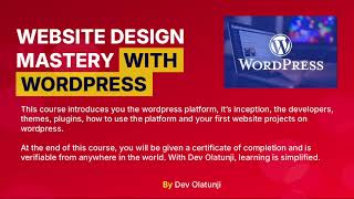 Introduction To Website Design Mastery With Wordpress