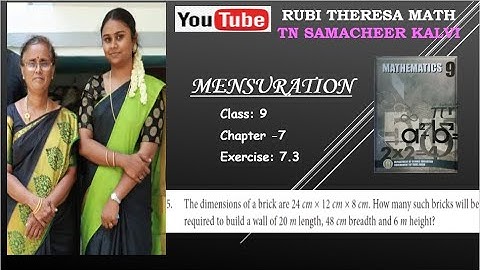 TN Samacheer kalvi _ 9th Maths _  Mensuration _  Exercise 7.3 _ Sum 5