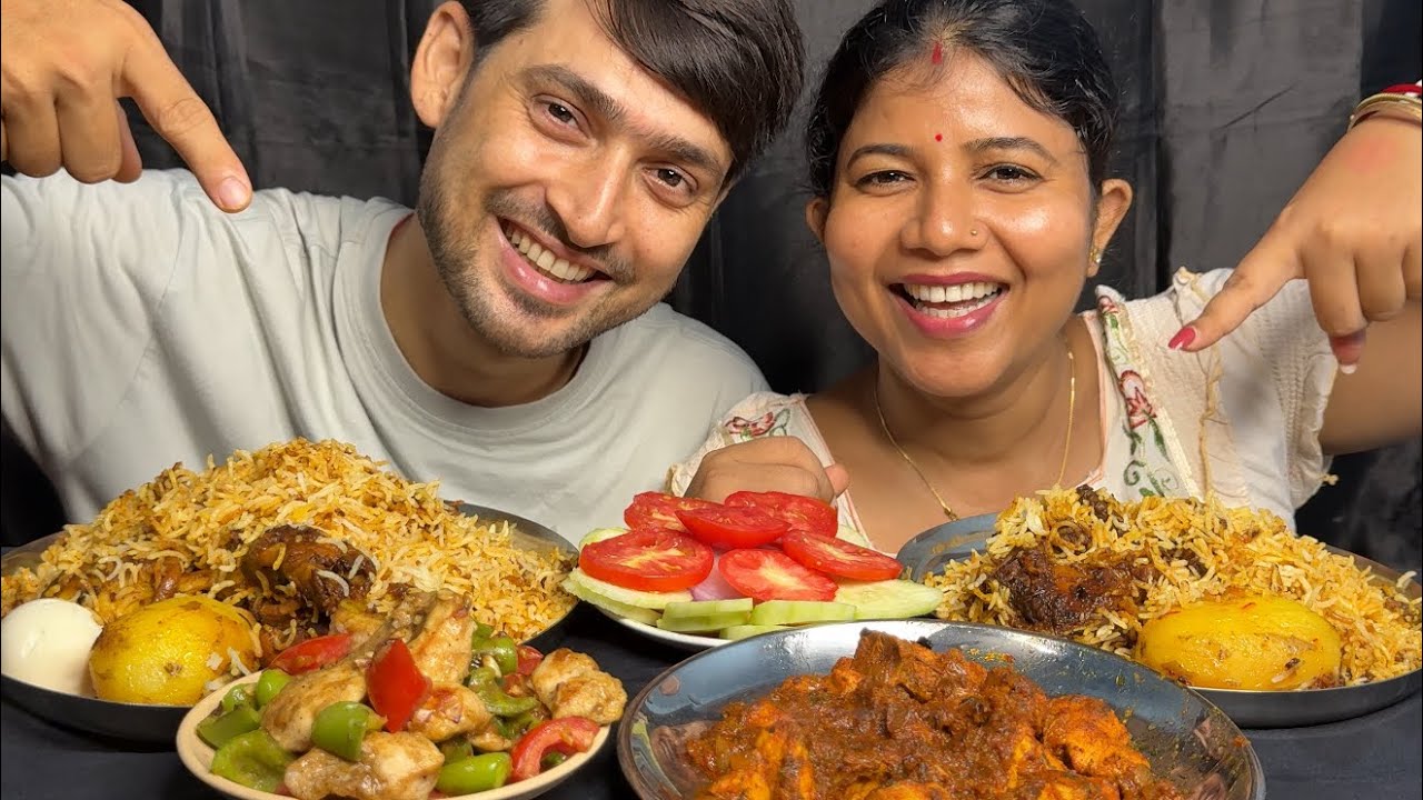 Eating Chicken Biriyani, Butter Chicken Tikka, Chicken Tikka Masala, Salad #viralvideo #viral #food