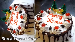 Black Forest Cake//1/2kg no oven black forest cake//soft and spongy chocolate cake/Christmas Special