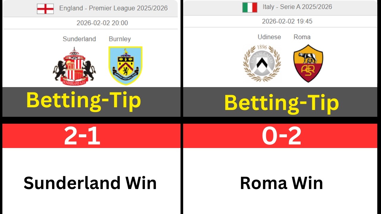 FOOTBALL PREDICTIONS TODAY 2/02/2026 SOCCER PREDICTIONS TODAY | BETTING TIPS, 