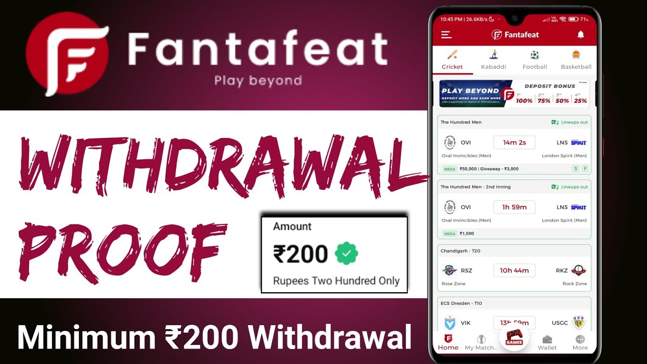 Fantafeat Withdrawal Proof | Fantafeat referral code | Fantafeat fantasy app