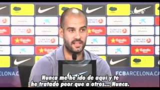 Discusion de Pep Guardiola en plena rueda de prensa, con un periodista de radio Marca.