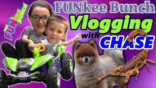Family Fun Vlogging w/ Chase! A Ninja Turtle Race Car Adventure w/ Alien Scorpion Bug?!!