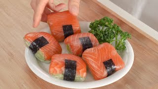 Salad (rice paper salad with salmon and avocado) | Table diary 식탁일기&#39;s recipe transcription