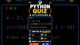 🔥 Only 1% Can Solve This Python all() Quiz! 🐍🤯 #Shorts